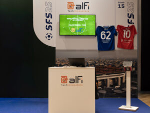 Lo stand ALFI al Social Football Summit 2025 all’Allianz Stadium di Torino